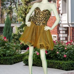 Tony Bowls Beaded Tulle Evening Cocktail Party Formal Prom Mini Dress XS